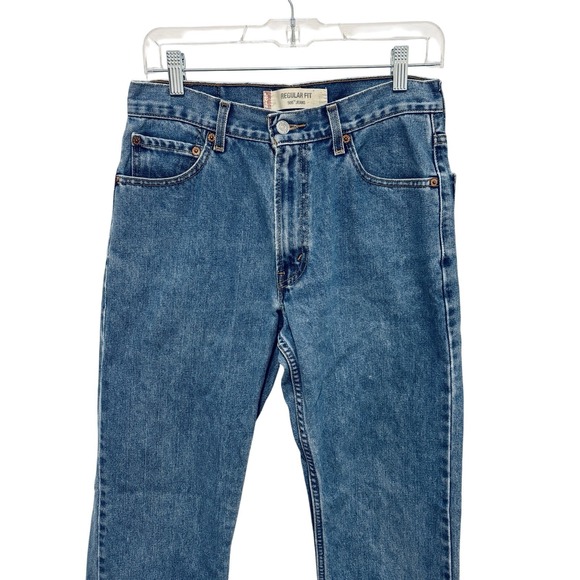 Levis 505 Regular Fit Straight Leg Blue Jeans Mens 30 x‎ 34 Work School College - Picture 9 of 14